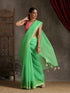 Parakeet Green Kota Doria Saree with Border & Tassles